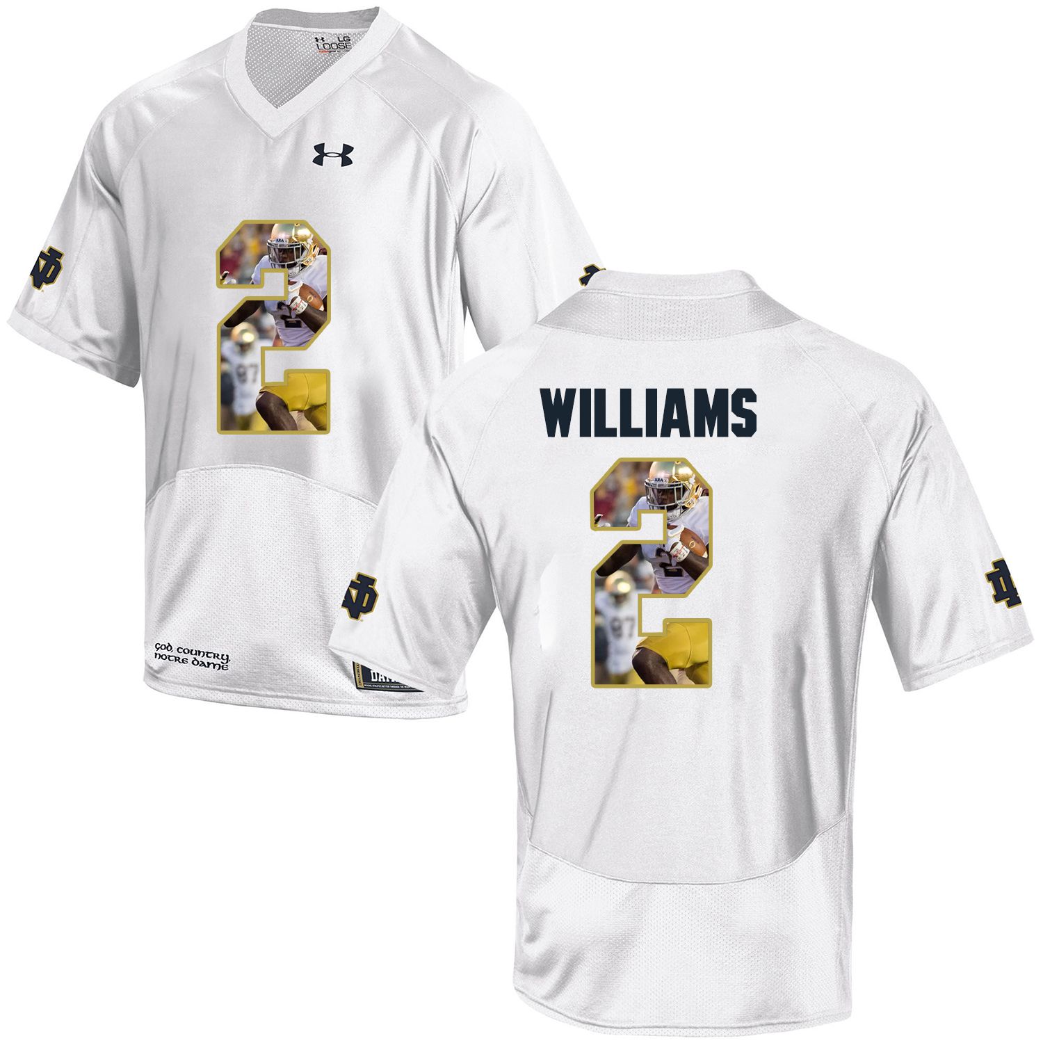 Men Norte Dame Fighting Irish #2 Williams White Fashion Edition Customized NCAA Jerseys